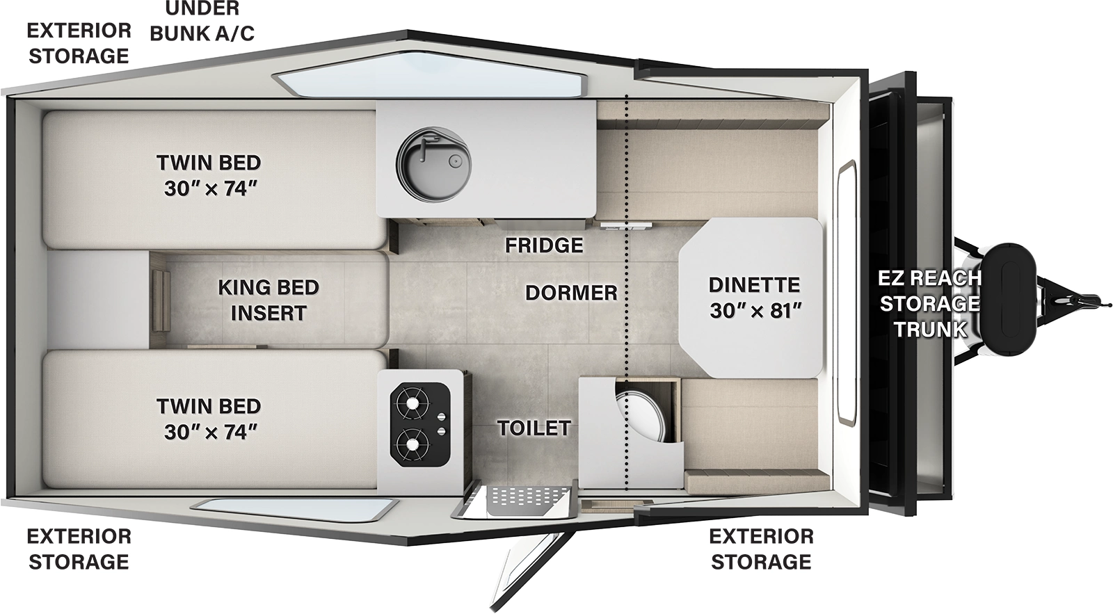 Flagstaff Hardside Pop Up Campers T21HS Floorplan